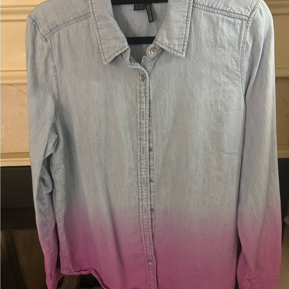 Ombre French Dressing Jeans Denim Button-Up Shirt
